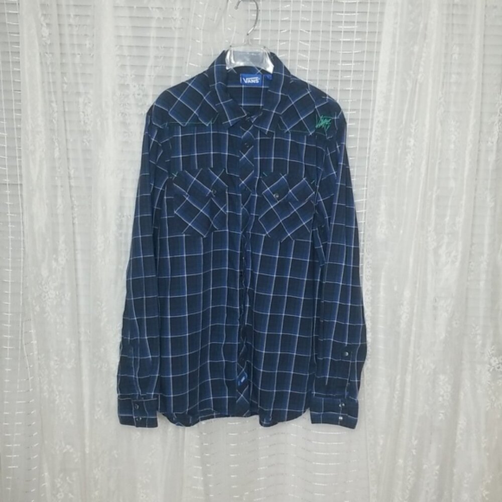 Vans Plaid Long Sleeve Snap Button Western Style Snap Button Up Shirt Men's SzL